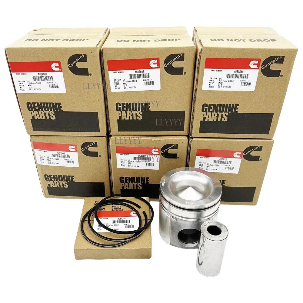 Set of 6 Piston +Ring + PISTON PIN Cummins Fits For 2004-2007 Dodge Ram 5.9L 24v