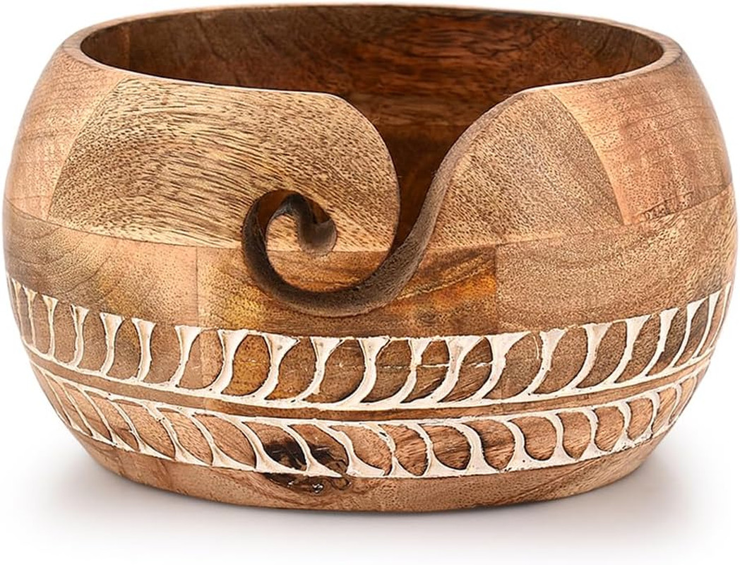 Yarn Storage Mango Wood Yarn Bowl for Crocheting Accessories and Supplies Organi