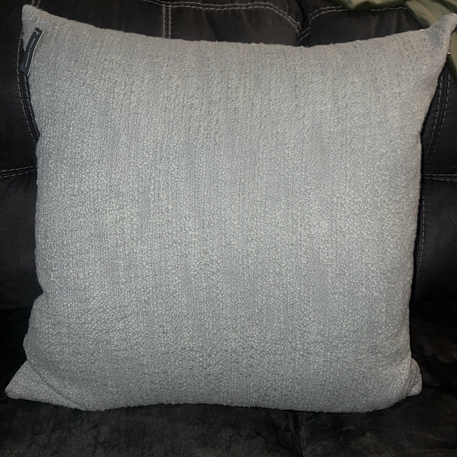 Oversized Square Cotton Boucle Reversible Throw Pillow with Linen Light