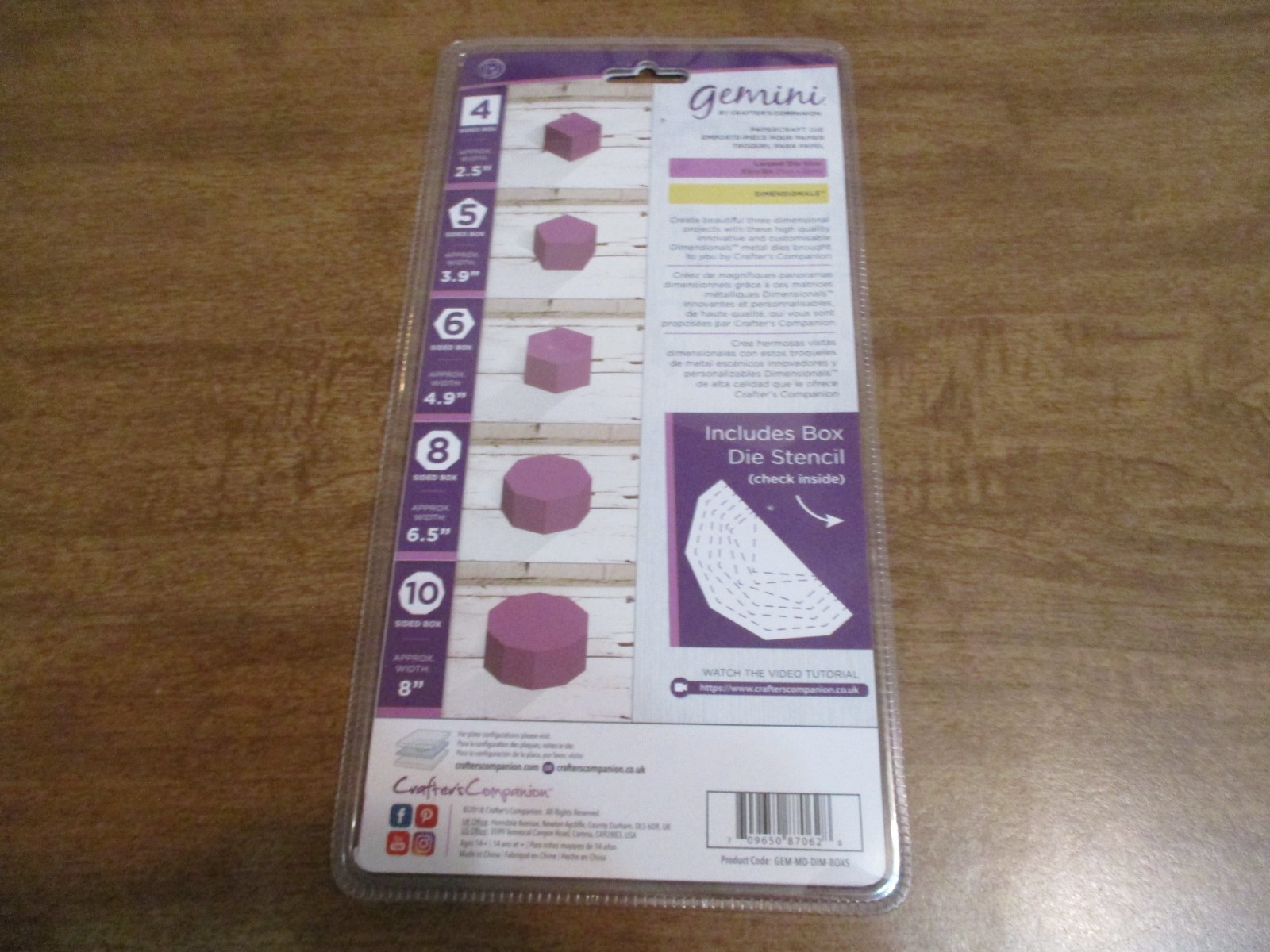 CRAFTERS COMPANION GEMINI BOX DIE SMALL
