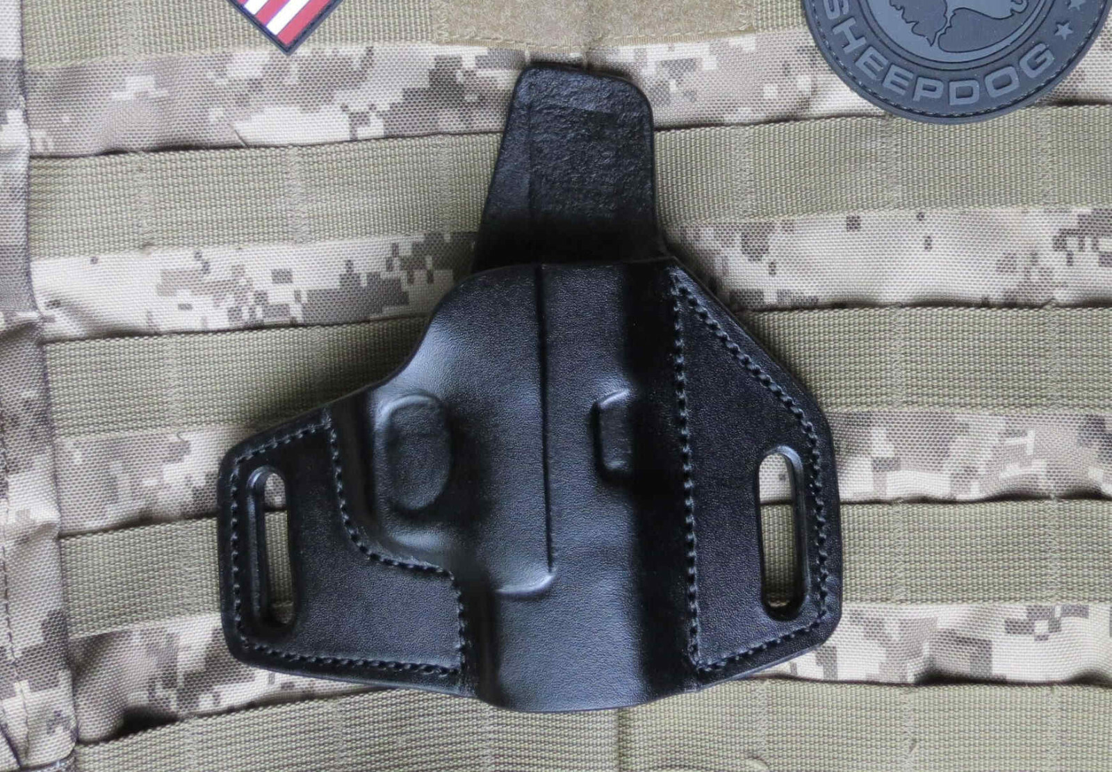 Fits Springfield Hellcat Pro Vertical Carry Pancake Leather Holster. Made in USA