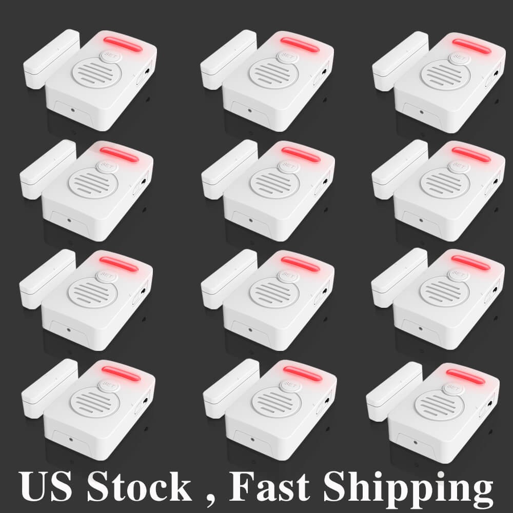 Wireless Voice Alarm Doorbell Door Windows Reminder 90dB 3-Level Volume Kid × 12