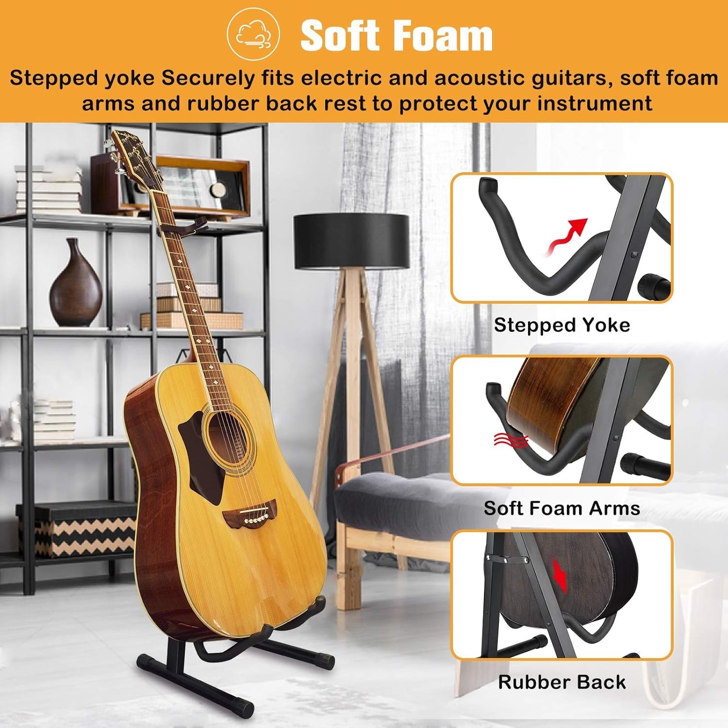 Guitar Stand Universal Foldable Folding A-Frame Instruments Holder Portable
