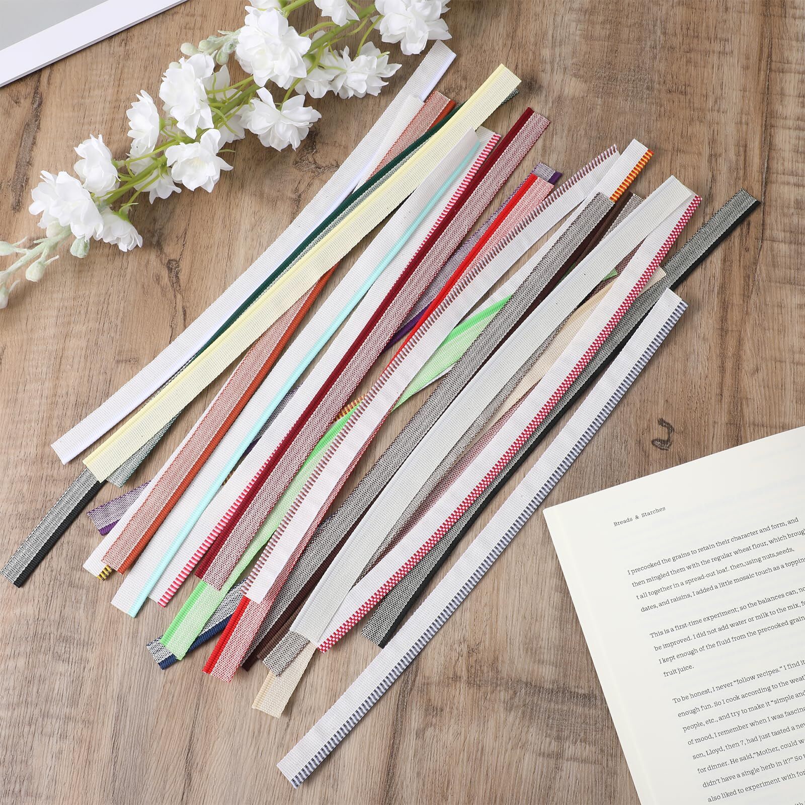 48 Pcs Cotton Book Binding Endbands Cotton Book Headband Kit for Bookbinding