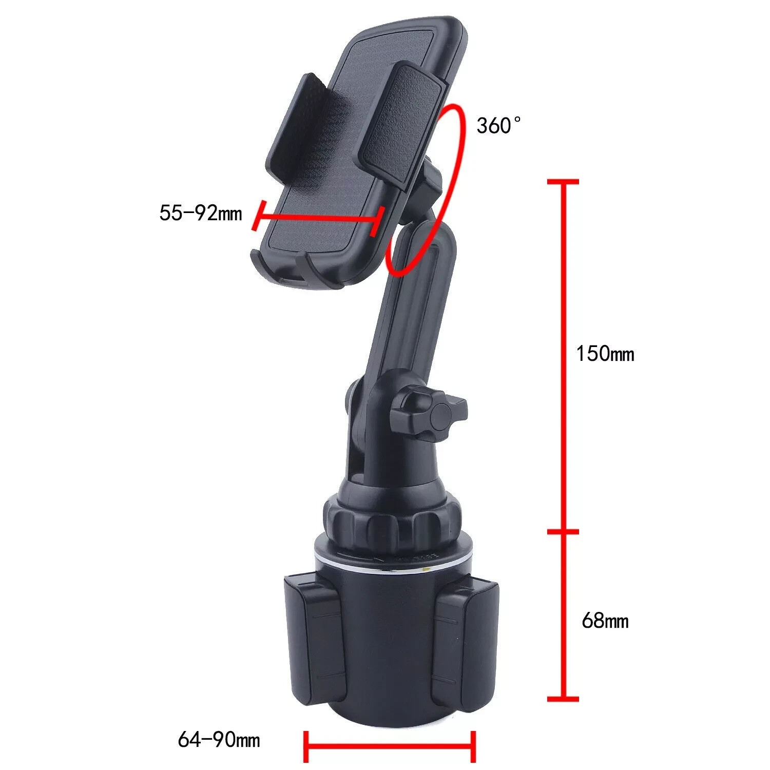 Universal 360° Adjustable Car Mount Cup Stand Cradle Holder For Cell Phone