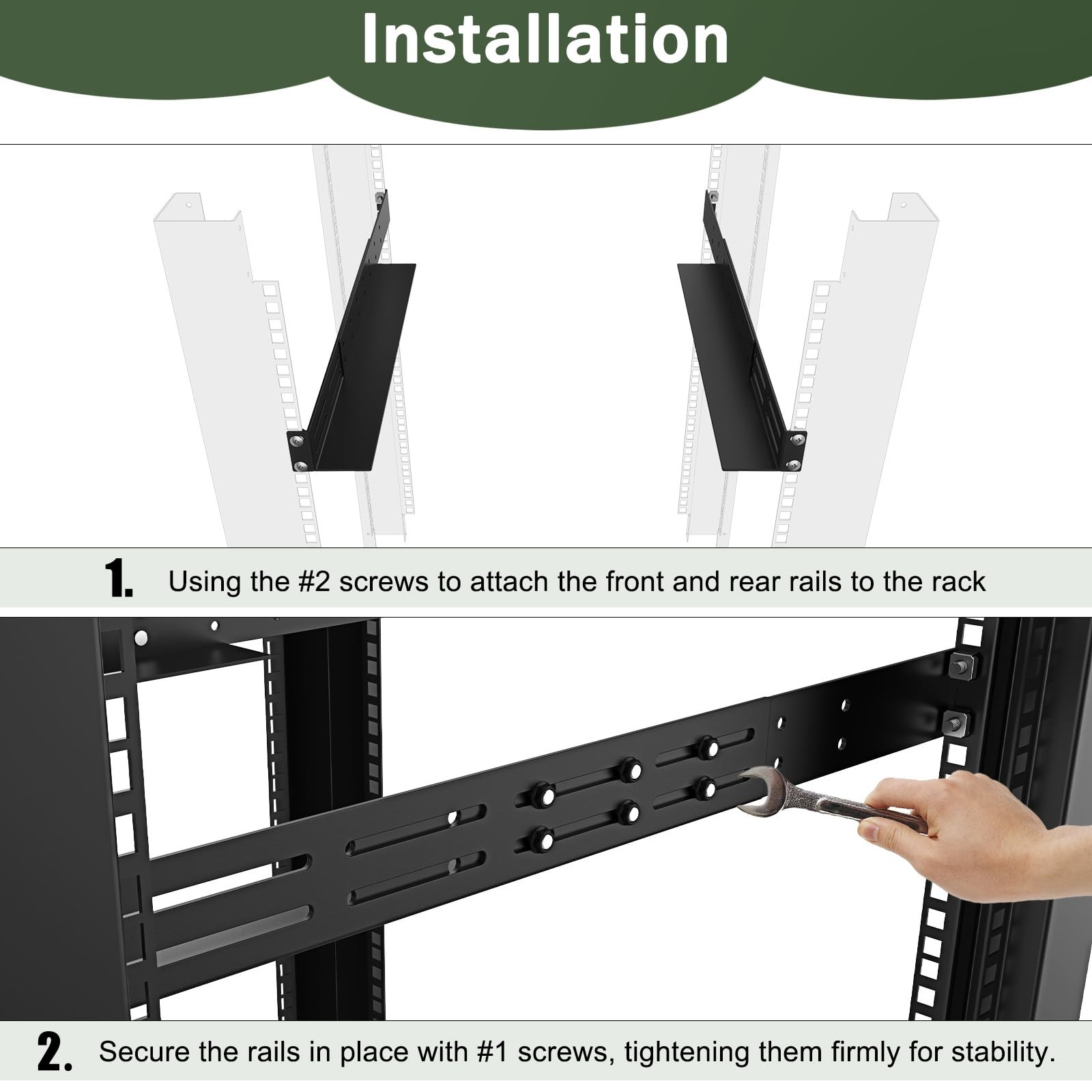 FOROIRON 1U Universal Rack Mount Rails 4-Post Server Shelf 1 Pack, Black