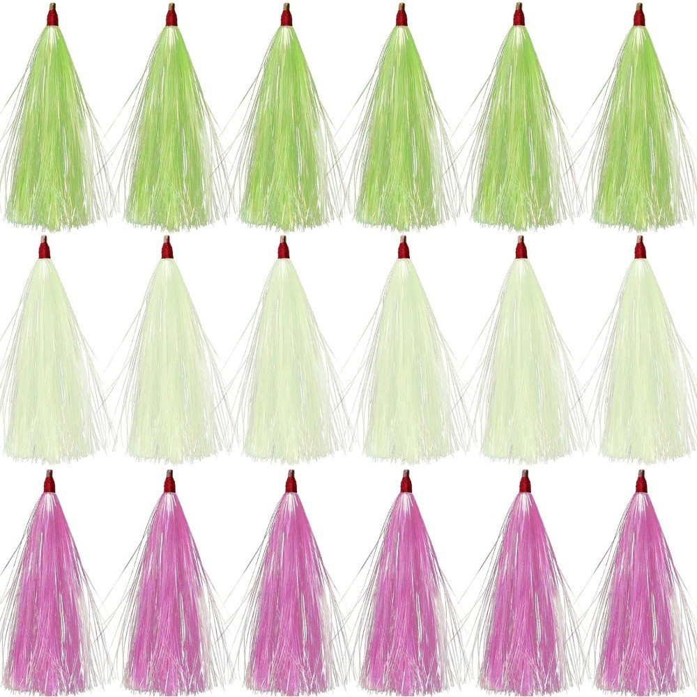 20Pcs Agool Fishing Teasers Saltwater Bucktail Teasers Mylar Flash Teaser