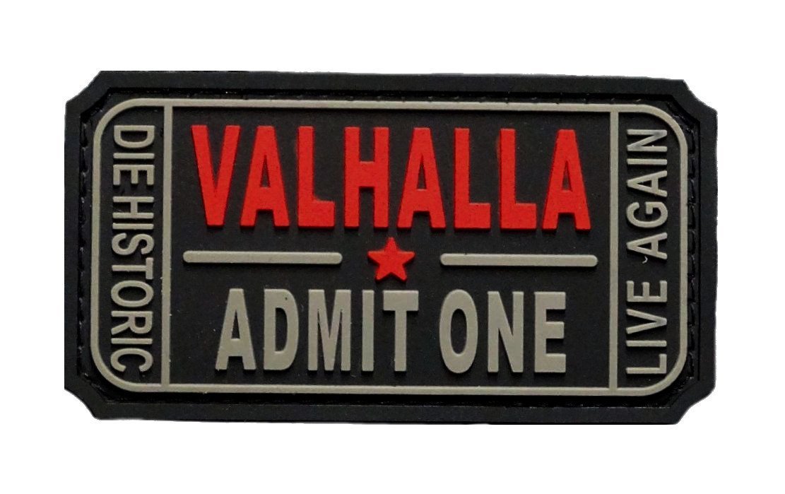 Ticket to Valhalla Admit One Vikings Mad Max PVC Rubber Morale Hook Patch (MTU1)