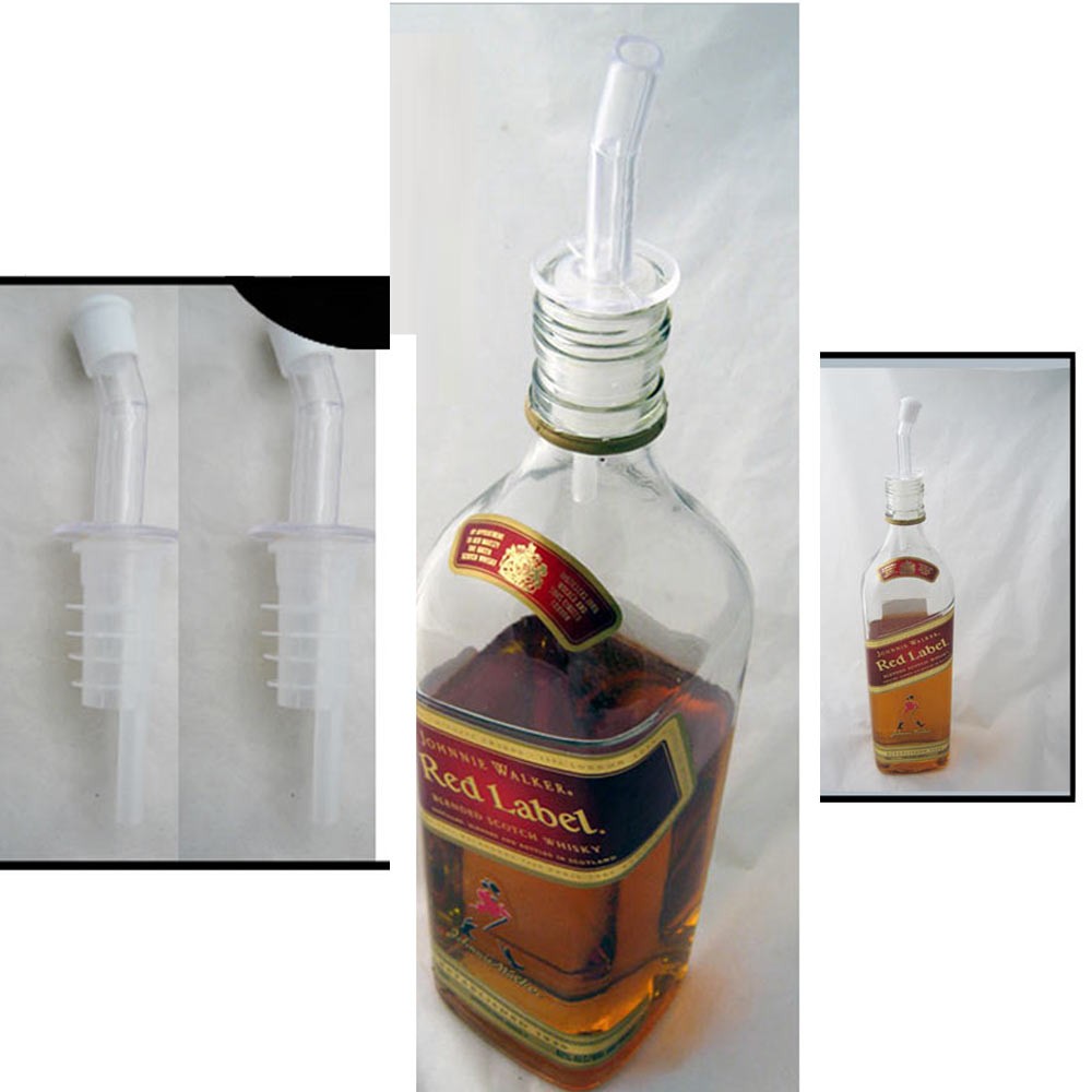 Set of 2 Bottle Pourers Wine Liquor Stopper Spout Bar Plastic Free Flow Pour New