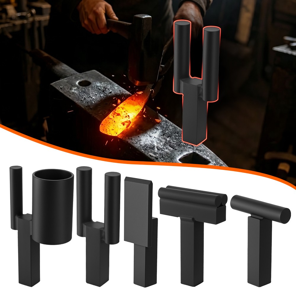 5 Piece 1" Blacksmith Anvil Hardy Hole Tools Set Blacksmithing Forging Kit