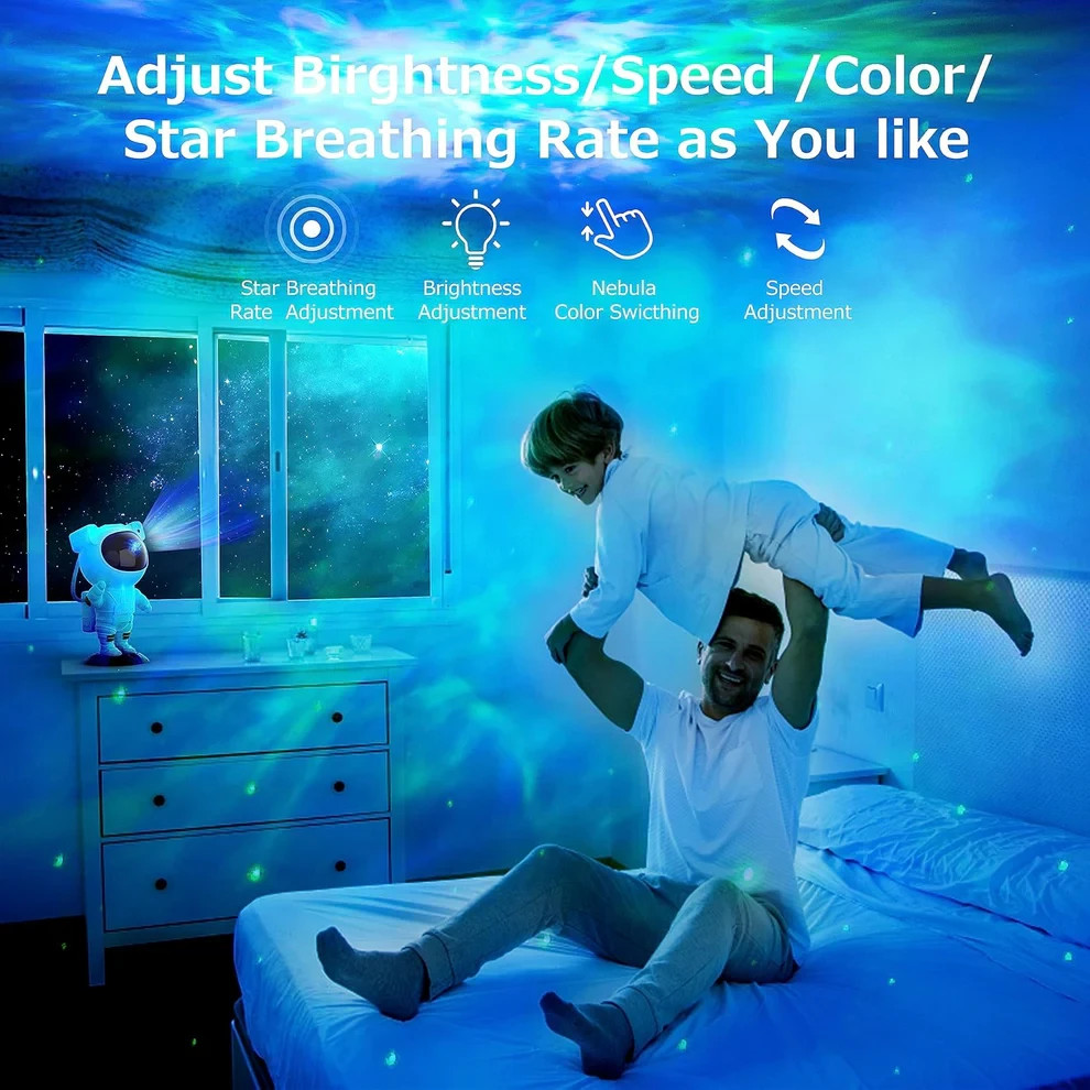 Astronaut Star Projector Galaxy Space Projector Night Light, 360 Degree Rotation