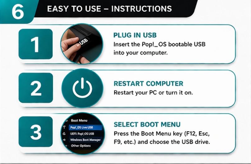 Pop!_OS LTS Bootable USB Drive 64 Bit Latest Linux Live Installer Fast Setup