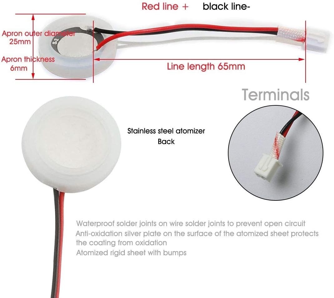 Efficient 2-Pack 20mm Ultrasonic Mist Maker Discs - Anti-Corrosion & Durable