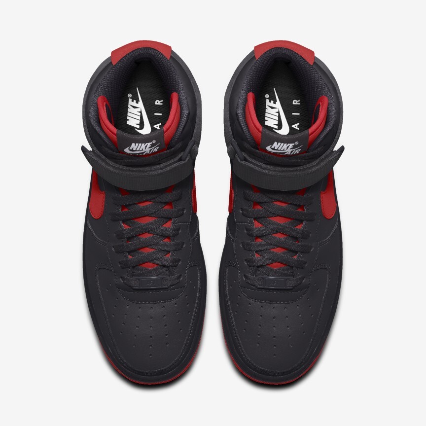 Nike Air Force 1 High Leather Black Red Swoosh All Sizes New Classic Boot