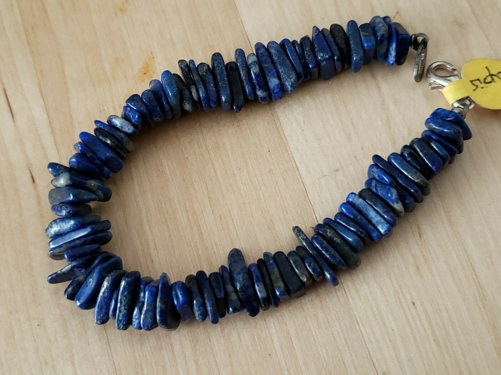 Hand- Made Genuine * LAPIS * BRACELET 7.75" Long,8-9mm.Sterling 925 Lock-USA