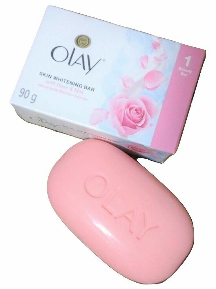 Olay Skin Whitening and Exfoliating Bar with Rose & Milk 90g Pack of 4 Bars