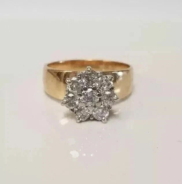 2.00ct Lab Created Diamond Cluster Engagement Ring 14K Yellow Gold Plated