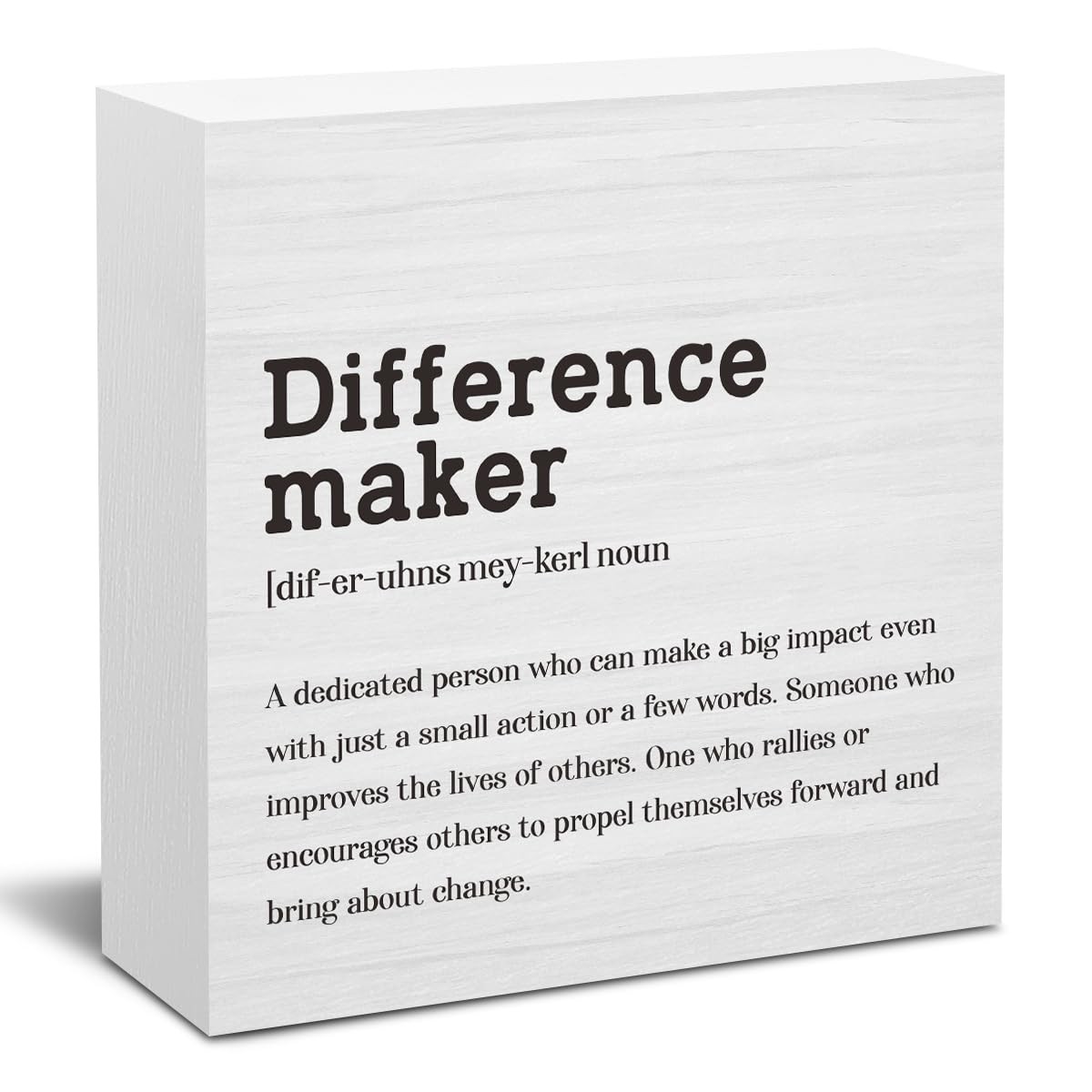 AOZHUO Difference Maker Definition Home Office Decor Wooden Box Sign, Motivation
