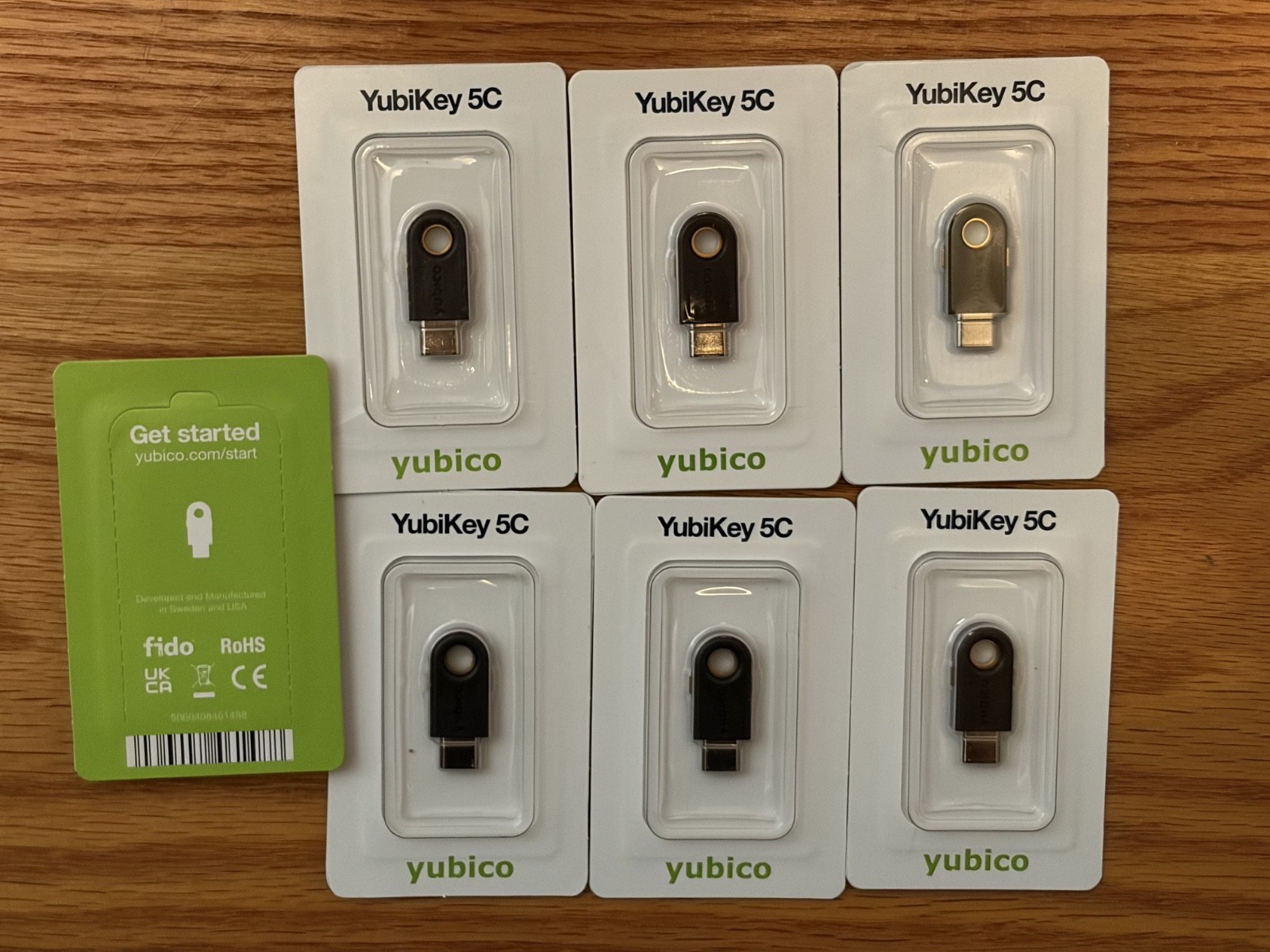 LOT OF 7 Yubico YubiKey 5C (USB-C) FIDO2 / U2F Security Key - New -Free Shipping