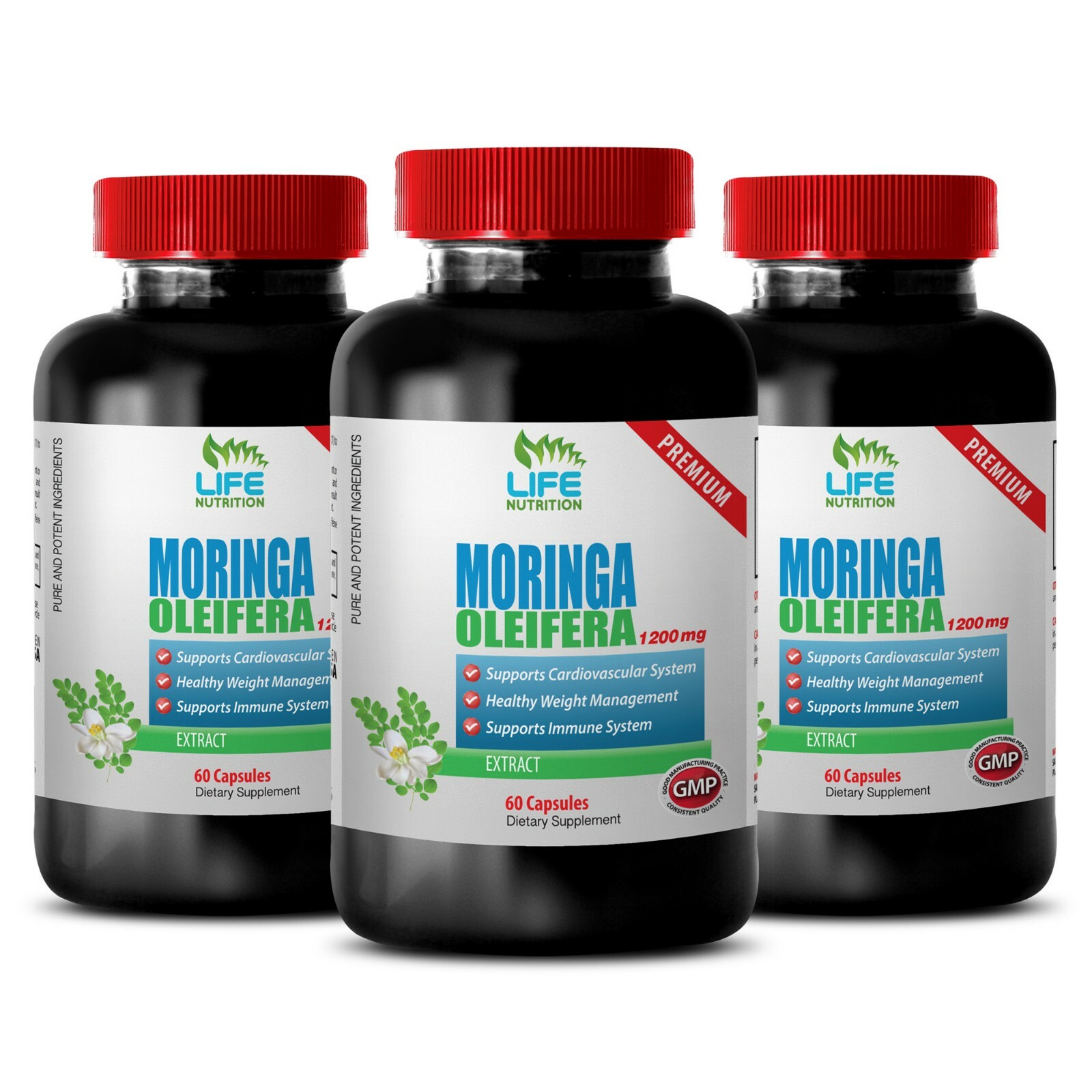 moringa capsules - MORINGA OLEIFERA 1200mg - brain and memory booster 3 Bottles