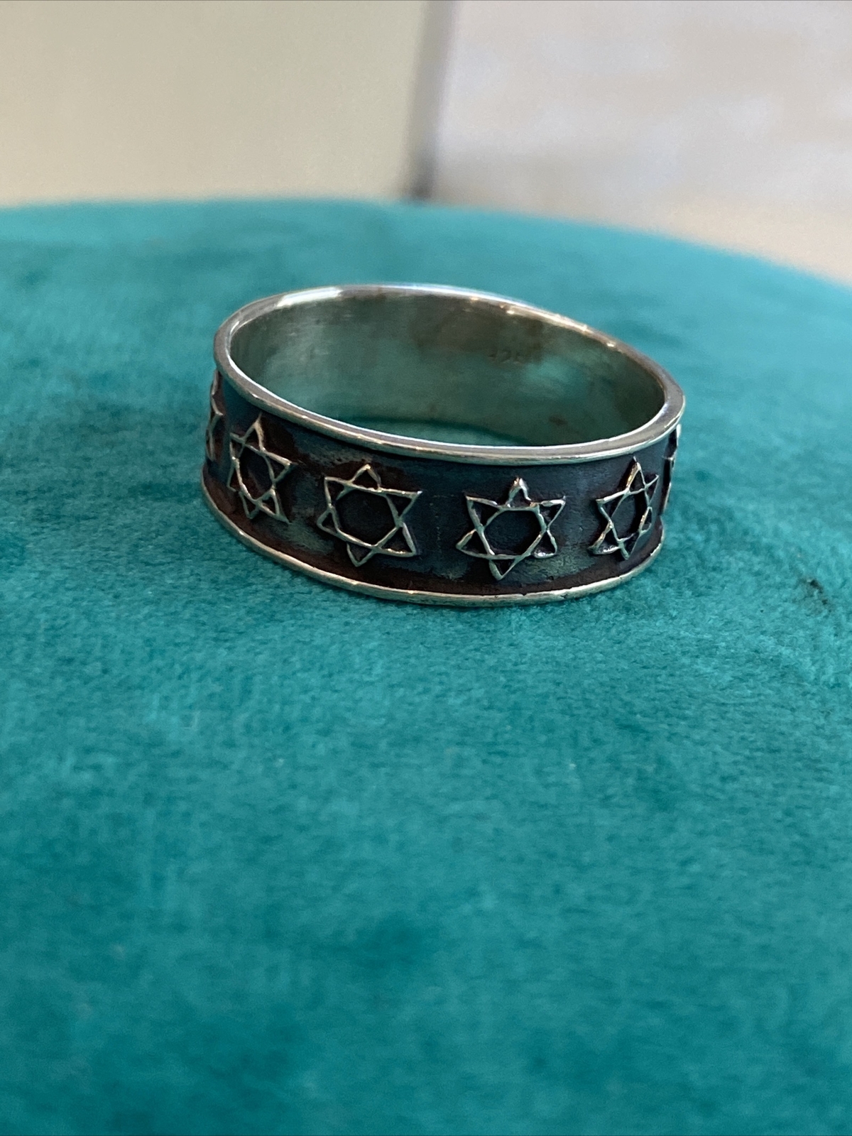 NWOT Sterling Silver .925 Jewish Star Band Ring Wedding Star Of David Sz 11 1/2
