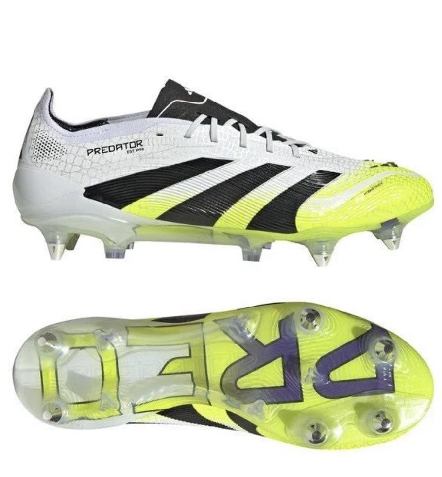 Adidas Mens Predator Elite SG JI1067 White Green Soccer Cleats size M 13，W14 New