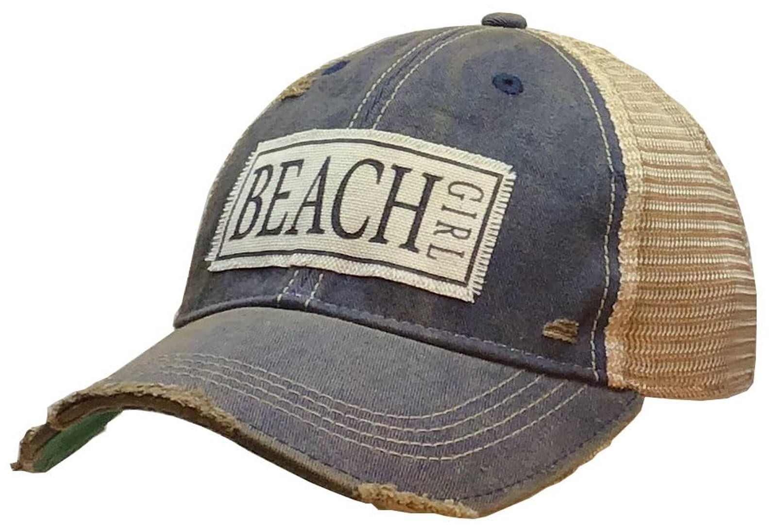 VINTAGE LIFE Beach Girl Vintage Distressed Trucker Cap, Navy Blue, Adult Head...