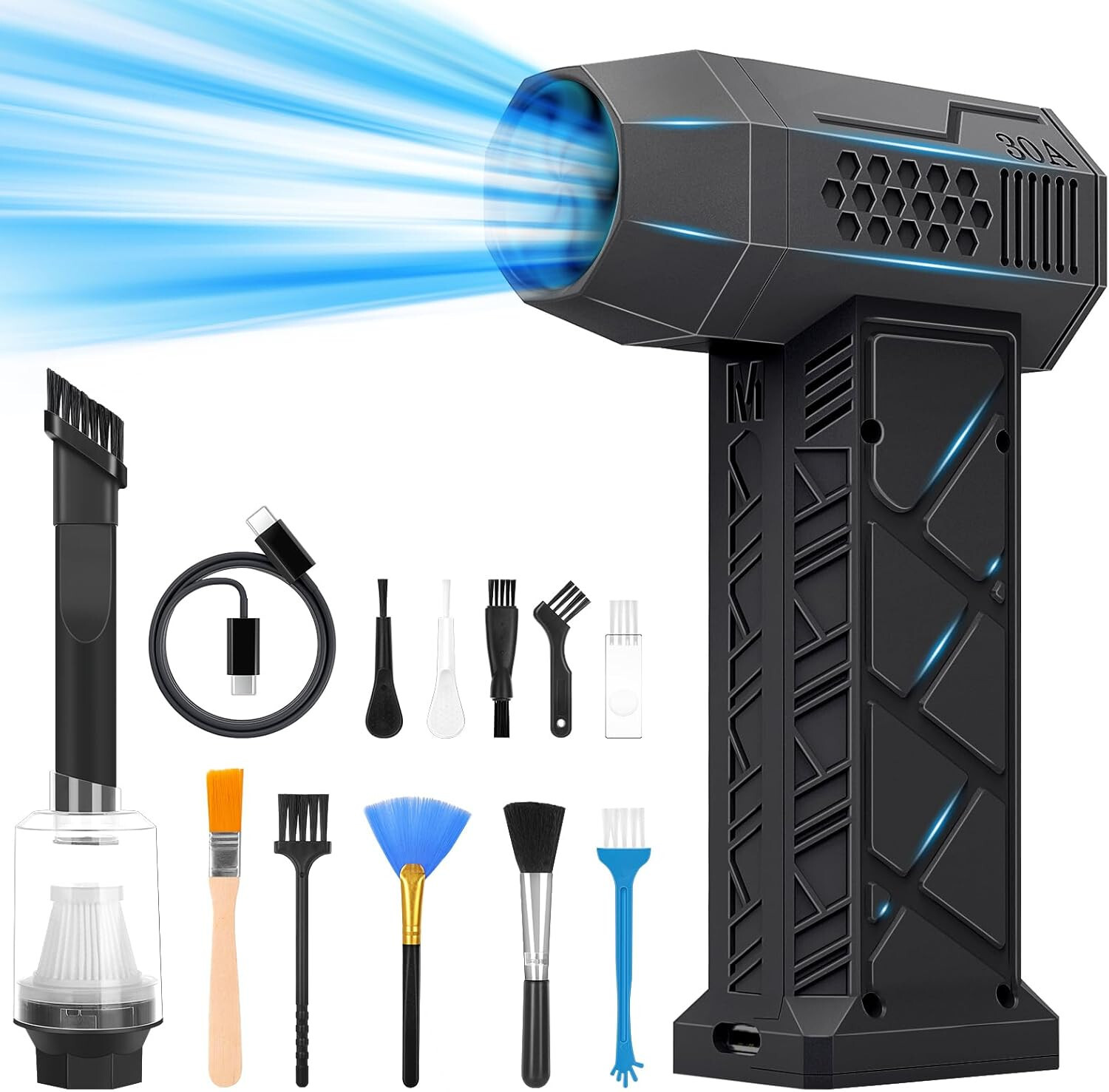 New - Hebspace Compressed Air Duster with Vacuum kit, 150000RPM (Black)