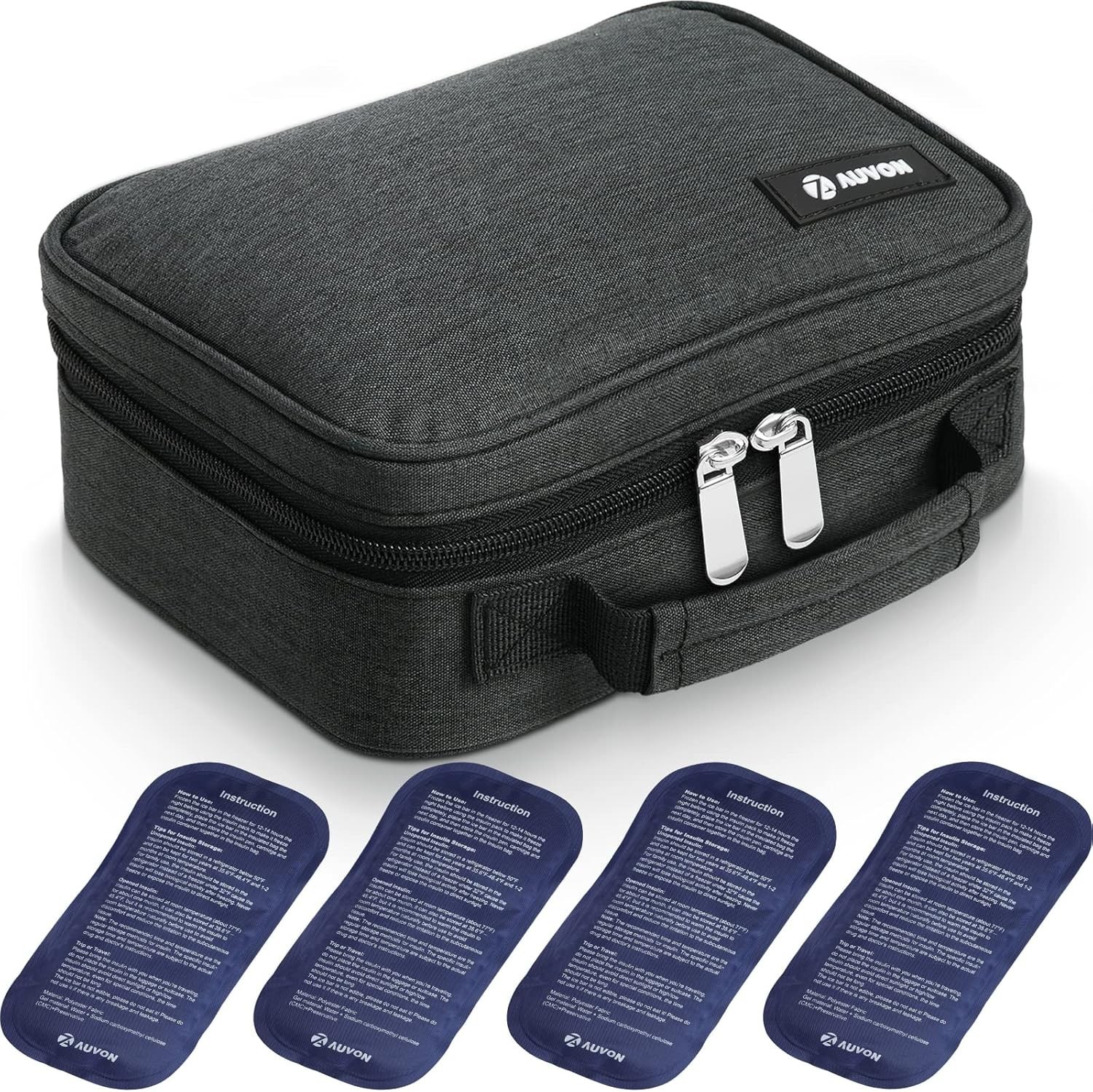 Large Insulin Cooler Travel Case, Longer Cooling Effect with 4 * 160G Ice Packs,