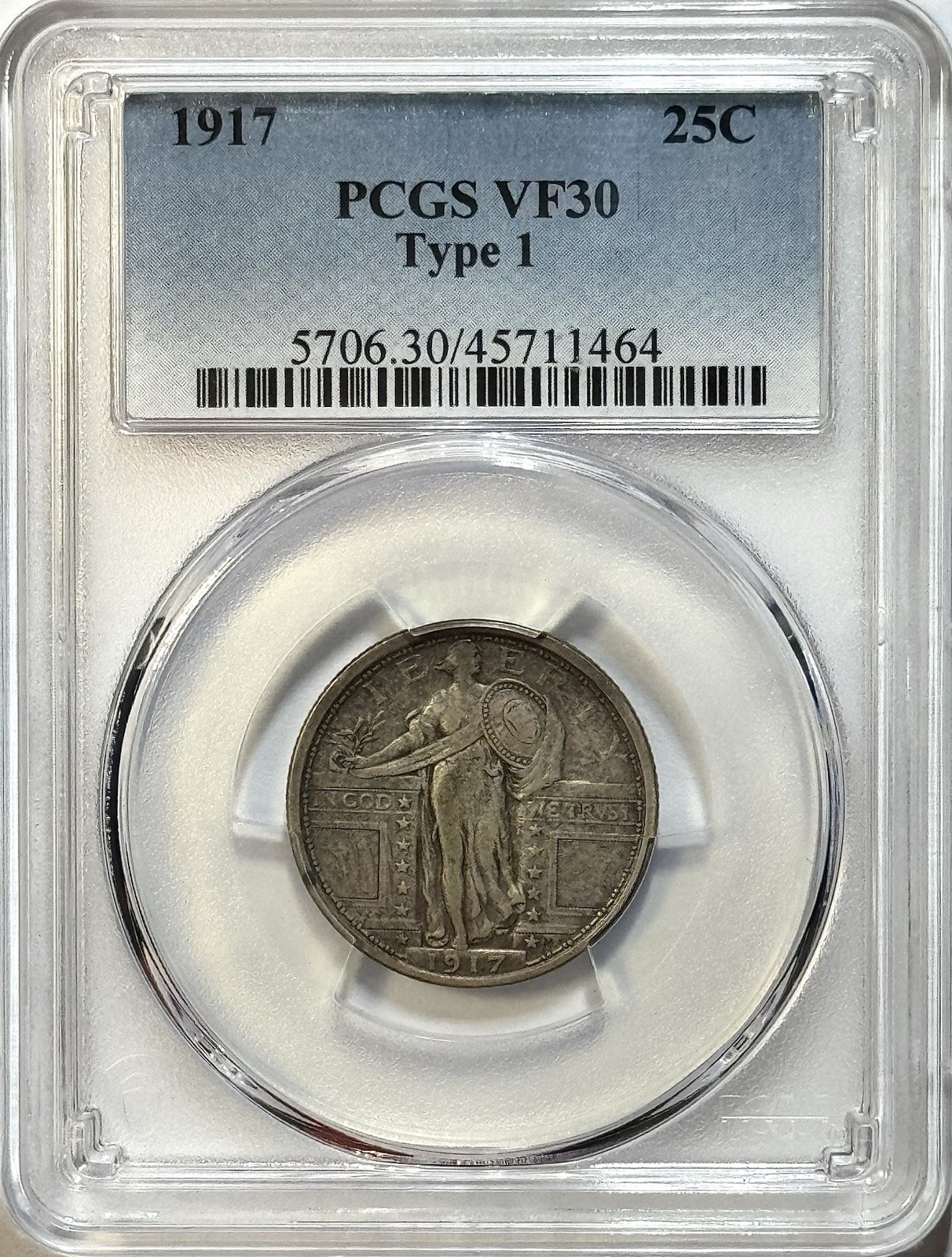 1917 Standing Liberty Quarter - PCGS VF30 - Type 1 Better Early Date Nice Coin