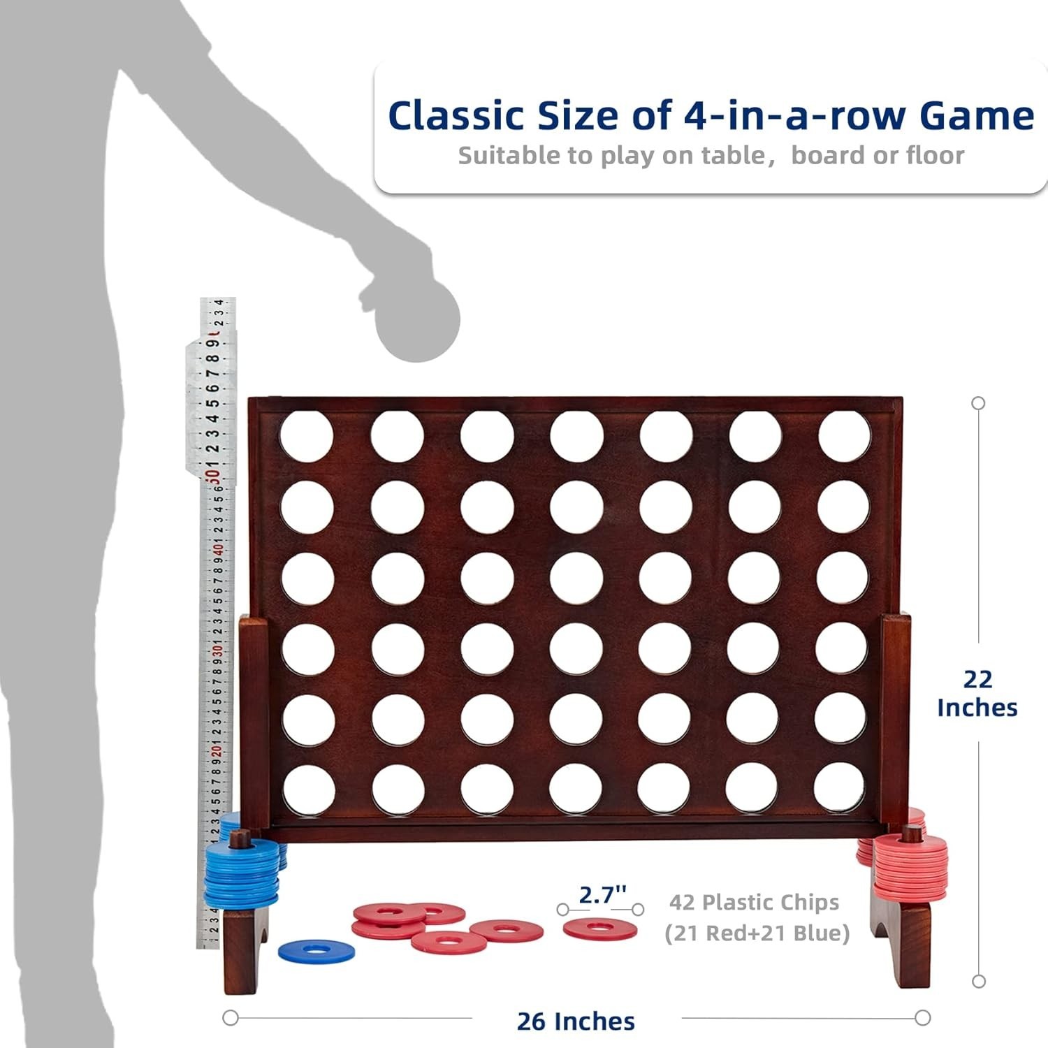 Giant Wooden 4‑in‑a‑Row Game, Indoor/Outdoor
