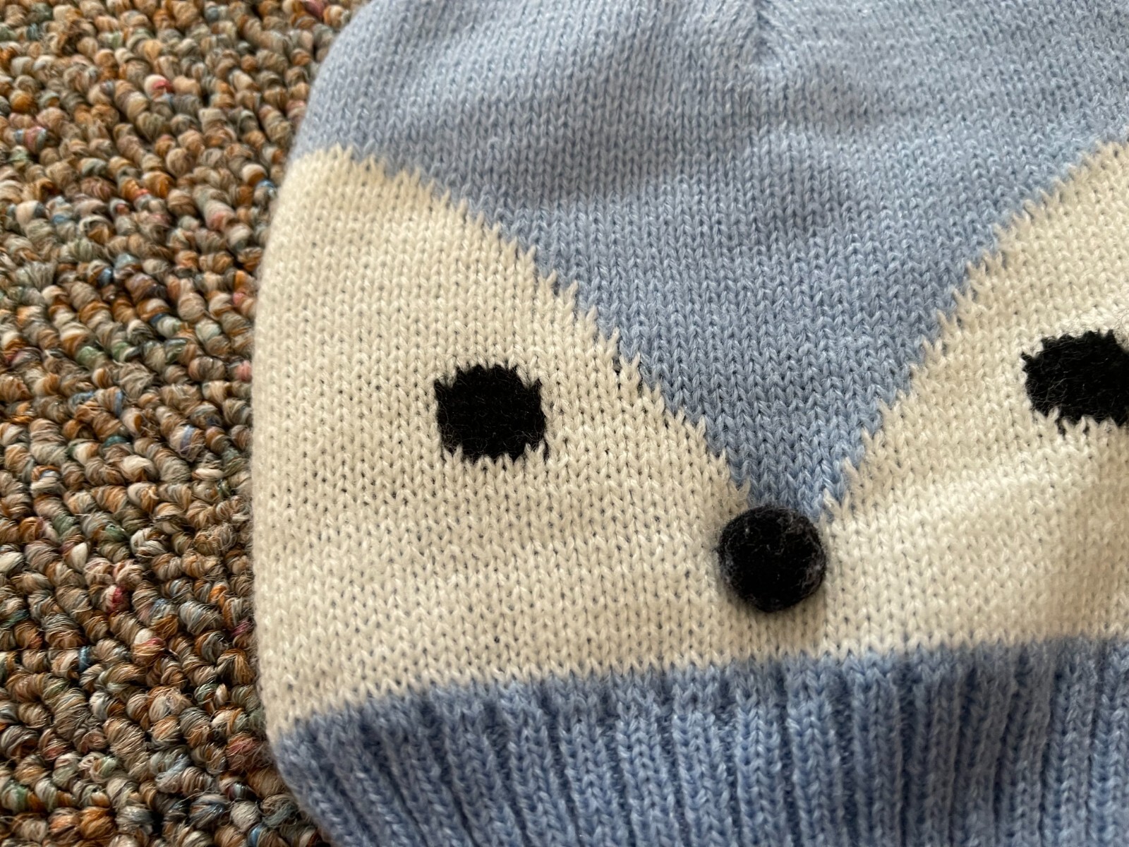 Boys Blue & White Knit Fox Hat Approx 6-12M