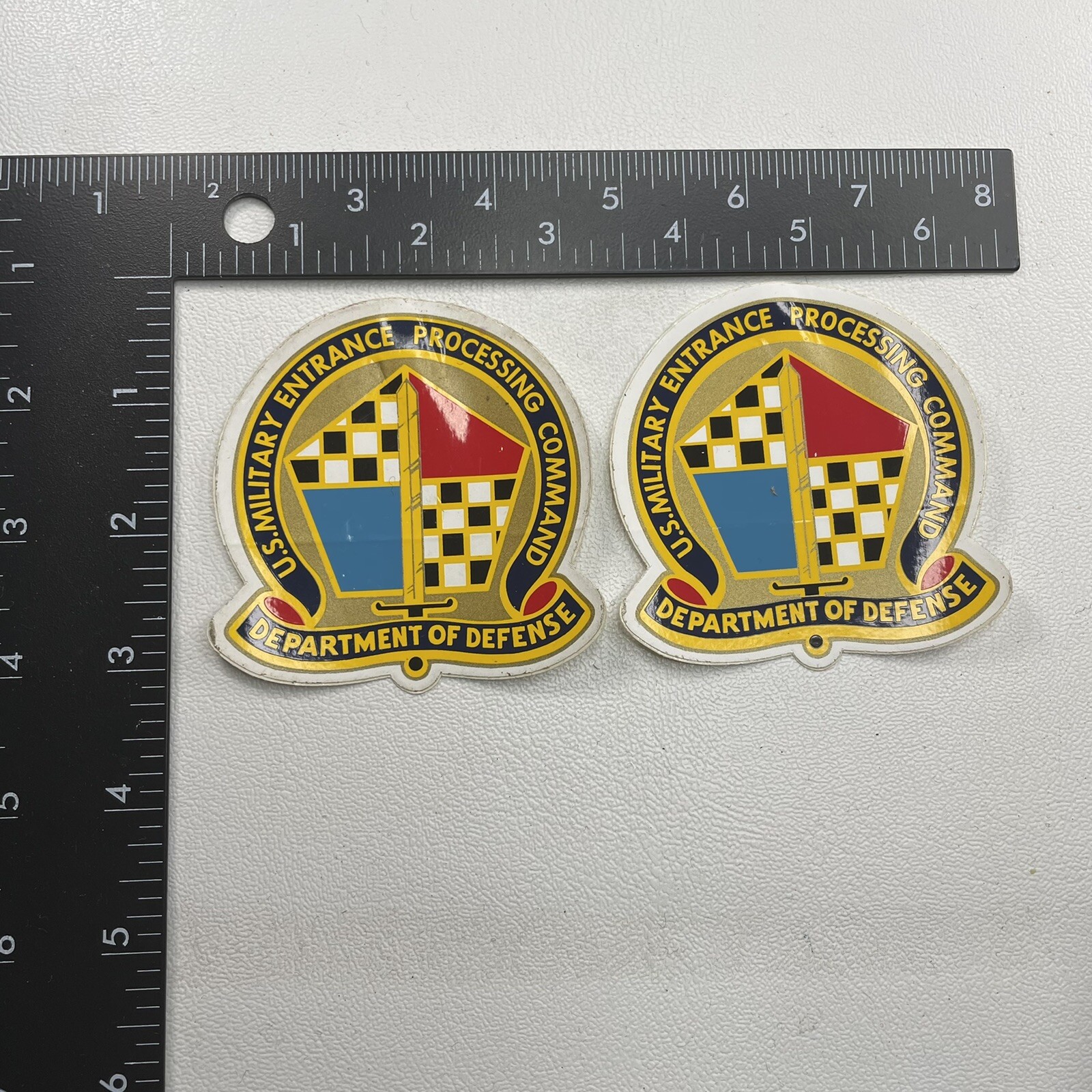 2 Kinda Dirty Edges STICKERS US MILITARY ENTRANCE PRO. COMMAND DEPT DEFENSE 26RL