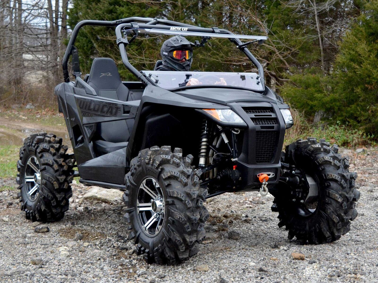 SuperATV Scratch Resistant Flip Windshield for Arctic Cat Wildcat Trail (2014+)