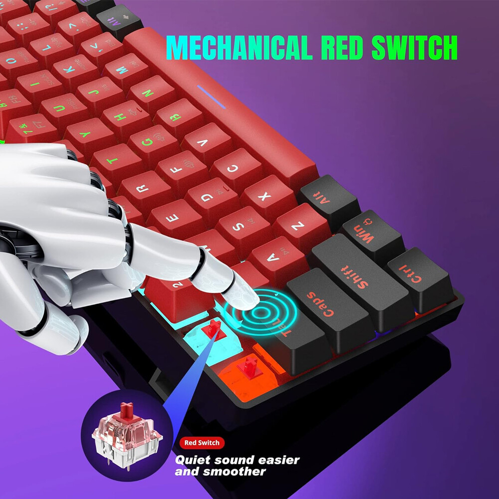 Snpurdiri 60% Wired Gaming Keyboard RGB Backlit Small Membrane 61 Keys for PC