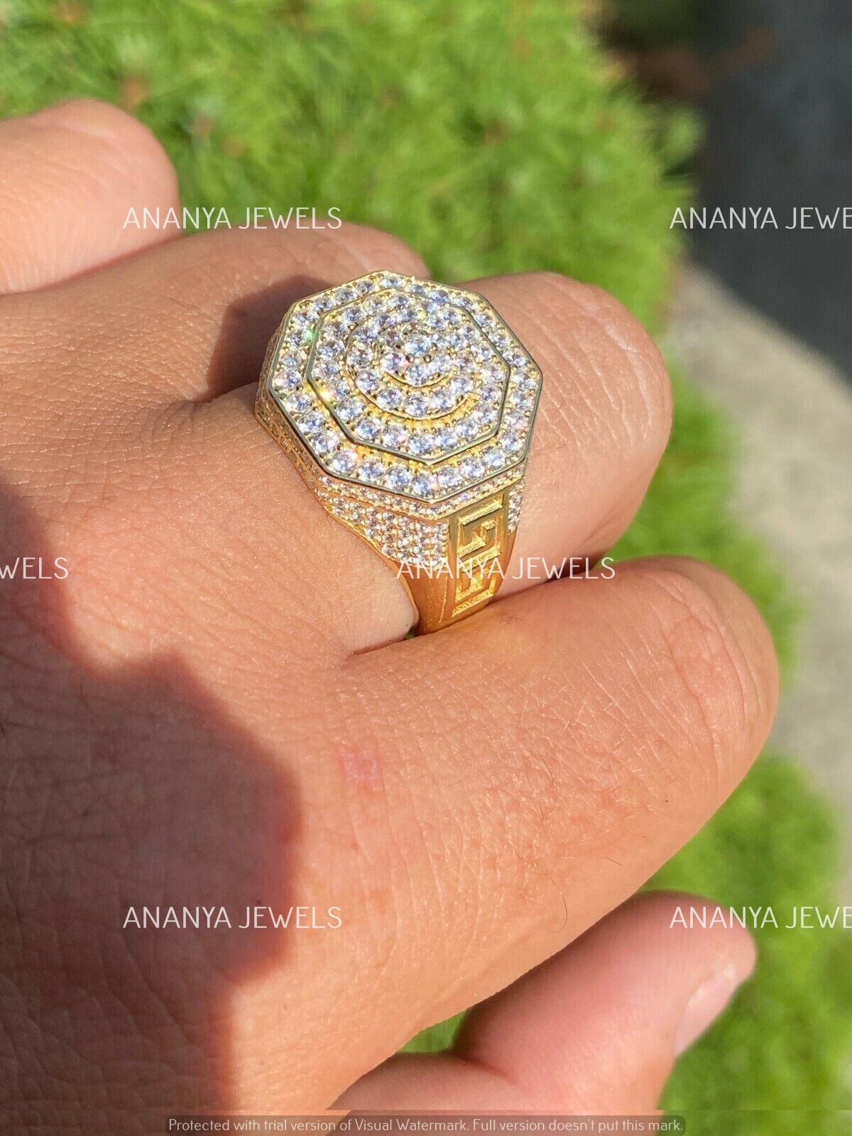 2.50ct Round Cut Moissanite Wedding Engagement Pinky Ring 14K Yellow Gold Plated