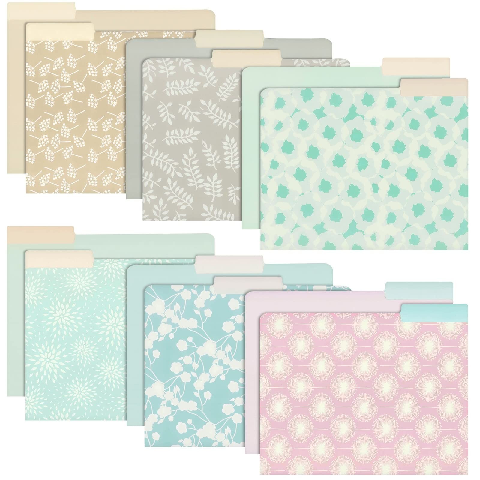 Juvale 12-Pack Cute Pastel Decorative File Folders - Letter Multiple Colors