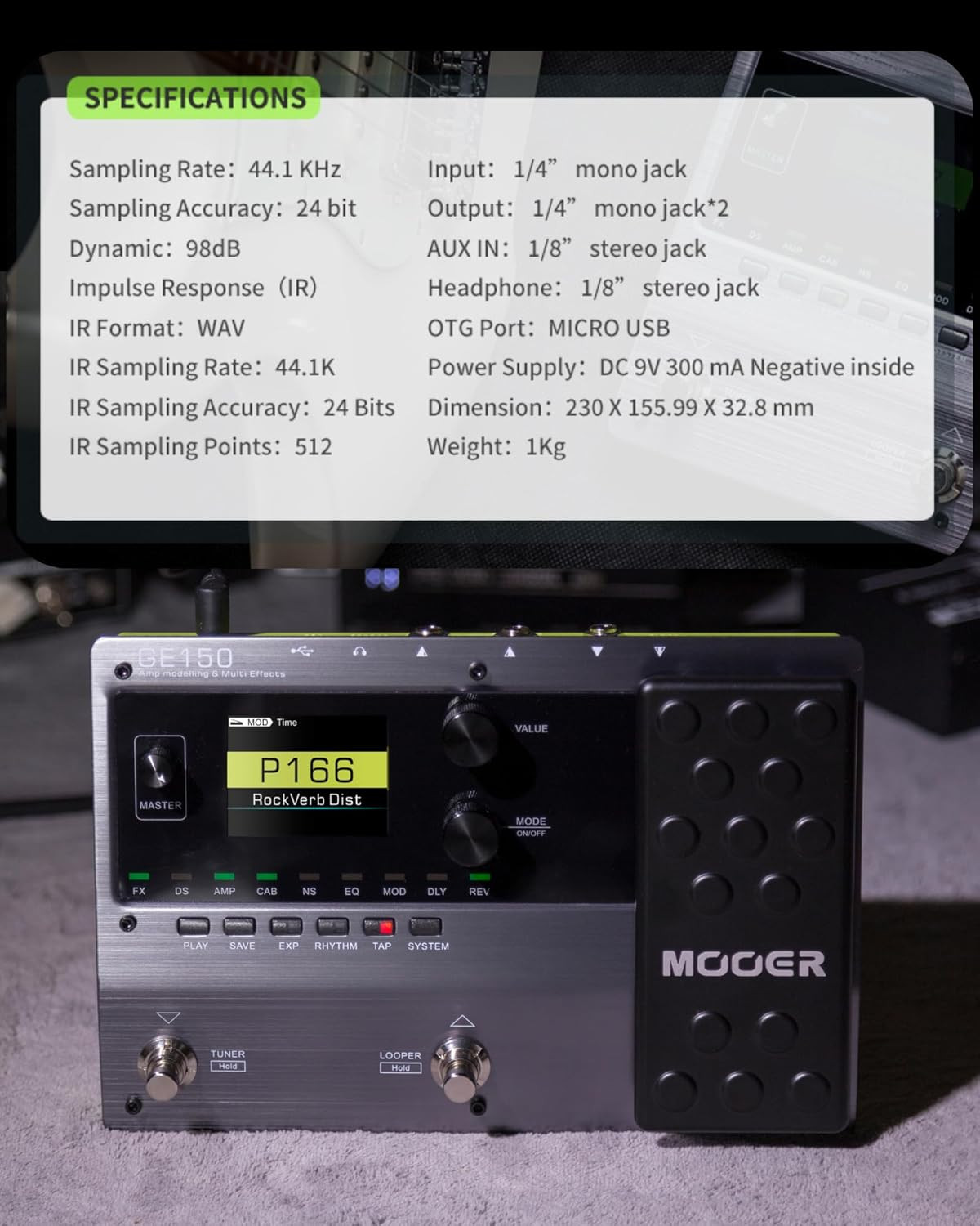 GE150 Electric Guitar Amp Modelling Multi Effects Pedal Portable Multi Effects P