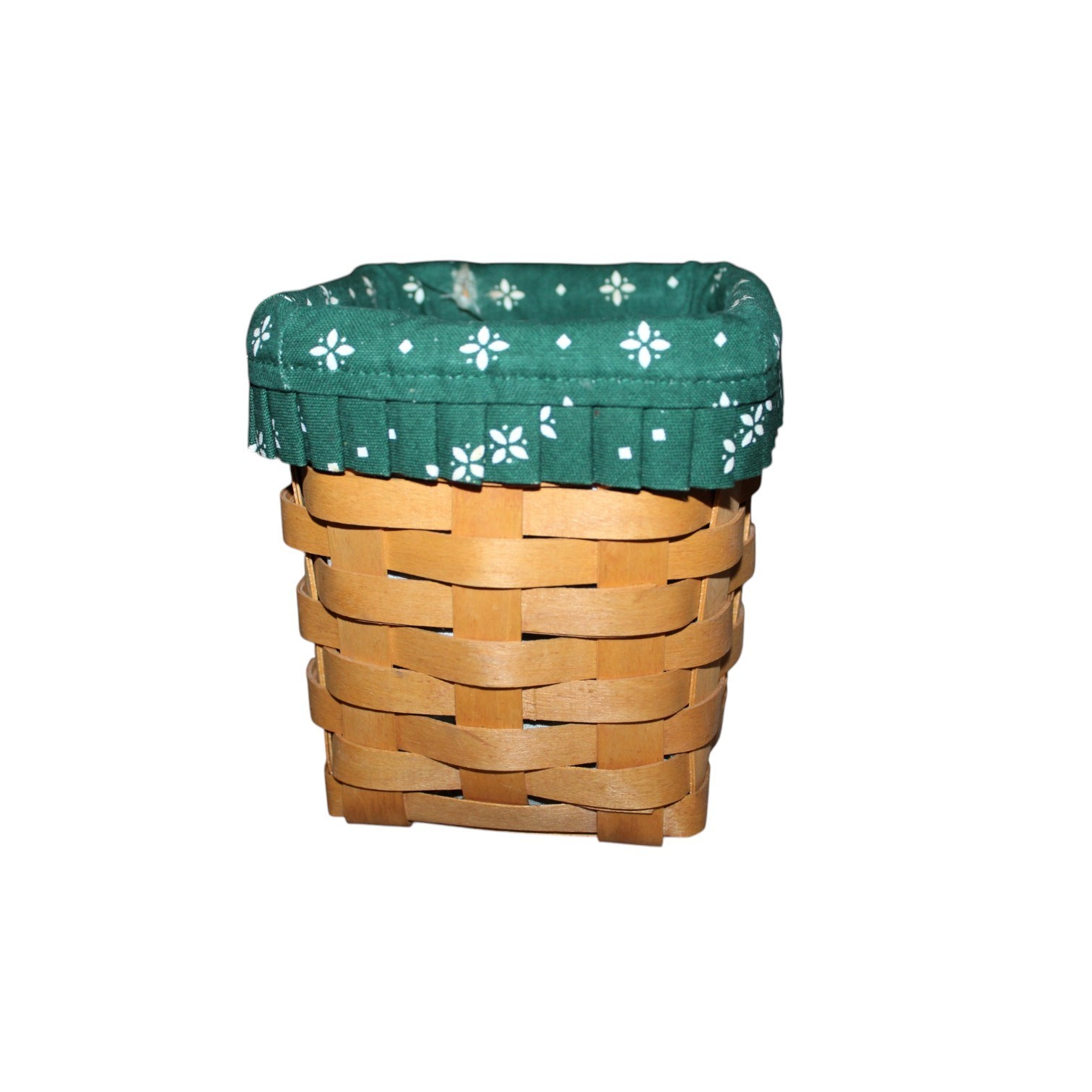 Longaberger Basket 1999 Handwoven Signed W/ Green Fabric Liner 5.5" USA