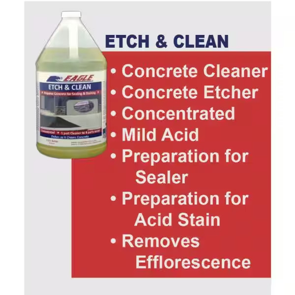 1 Gal Etch and Clean for Concrete 4:1 Concentrated Removes Stains Efflorescence