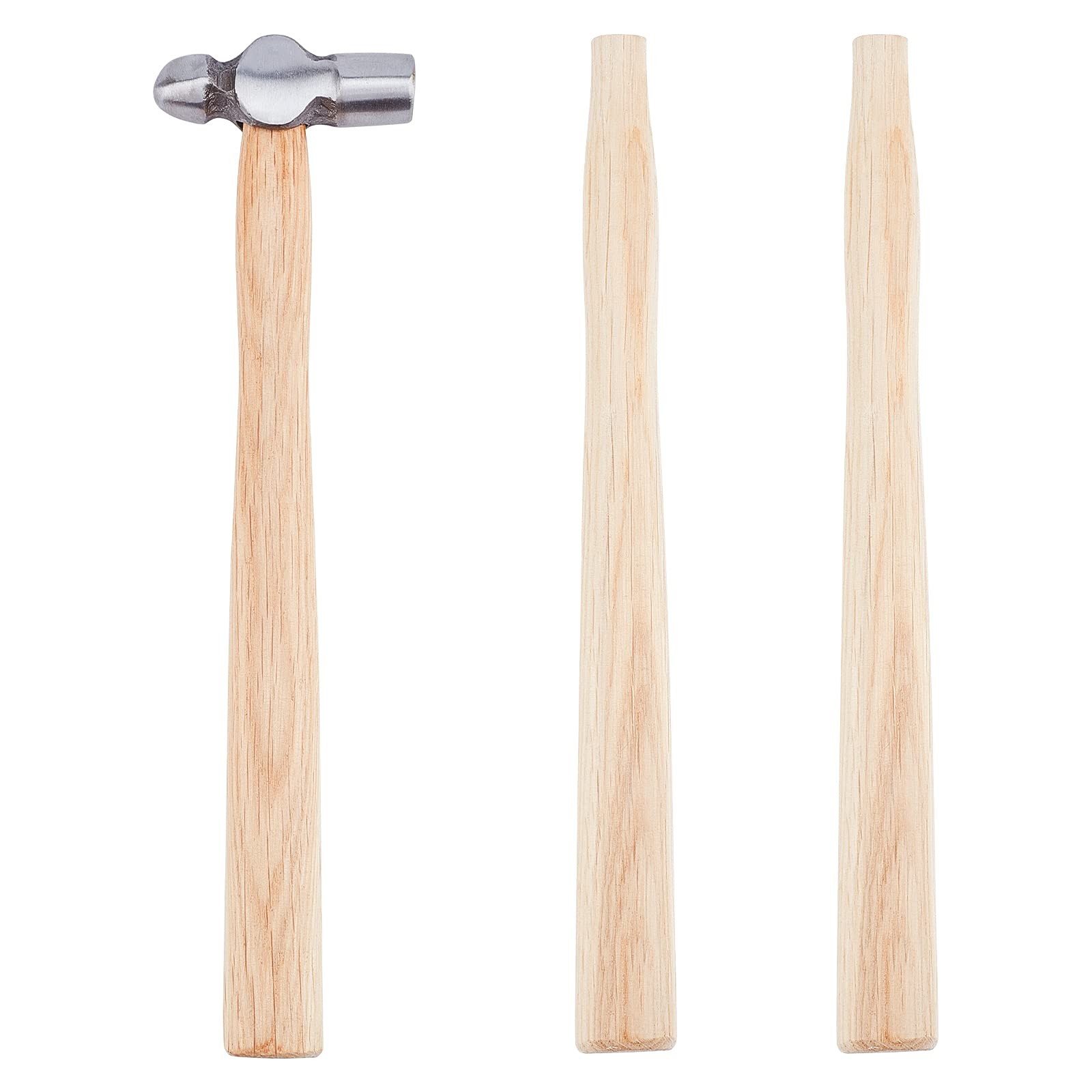 PH PandaHall 1pc Ball Peen Hammer with Two Spare Wooden Handle 20cm/7.8", 4oz