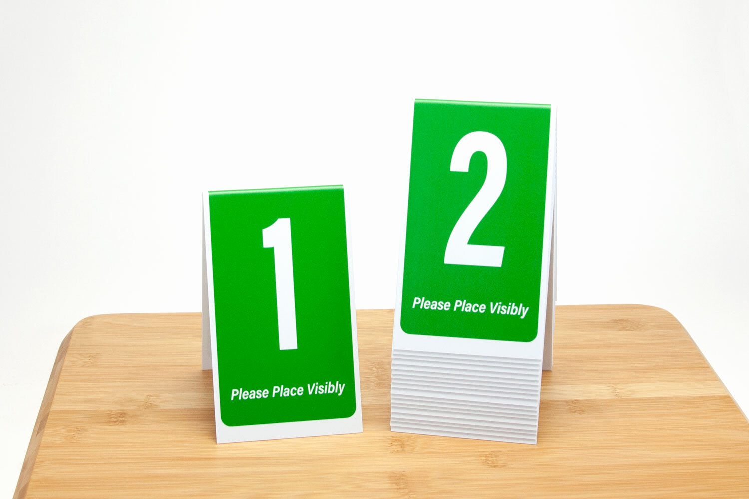 Table Numbers, 1-50, Green w/ White Numbers, Tent Style, Plastic, Free Shipping
