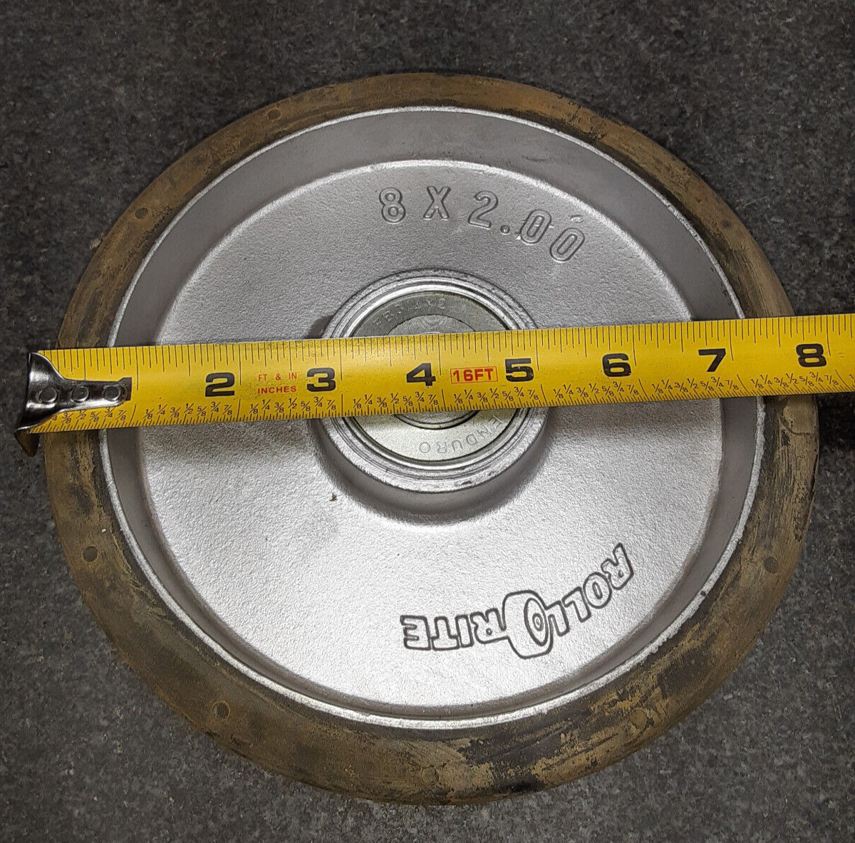 Roll Rite 8"x2" Rubber Wheel, 2" Hub w/ 3/4" Brg., 2.35" Hub Width