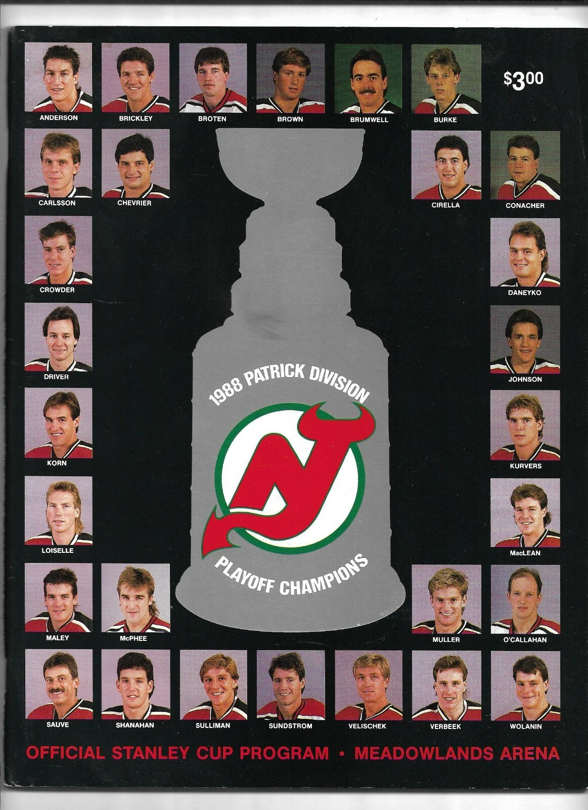 1988 Bruins vs Devils Patrick Division Playoff Champions Program