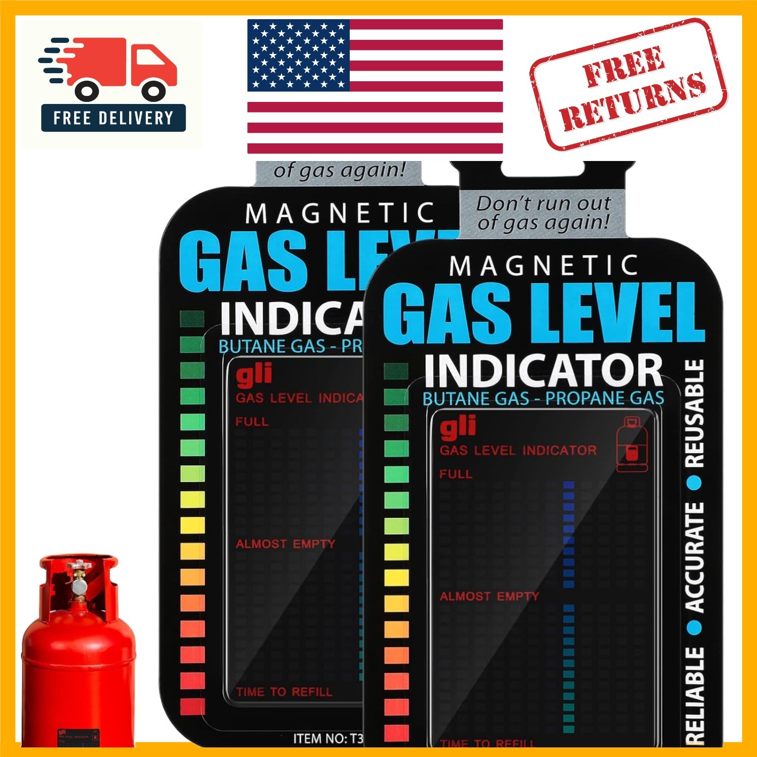 2-Piece Magnetic Gas Level Indicator for Safe Propane Monitoring - Compact Size