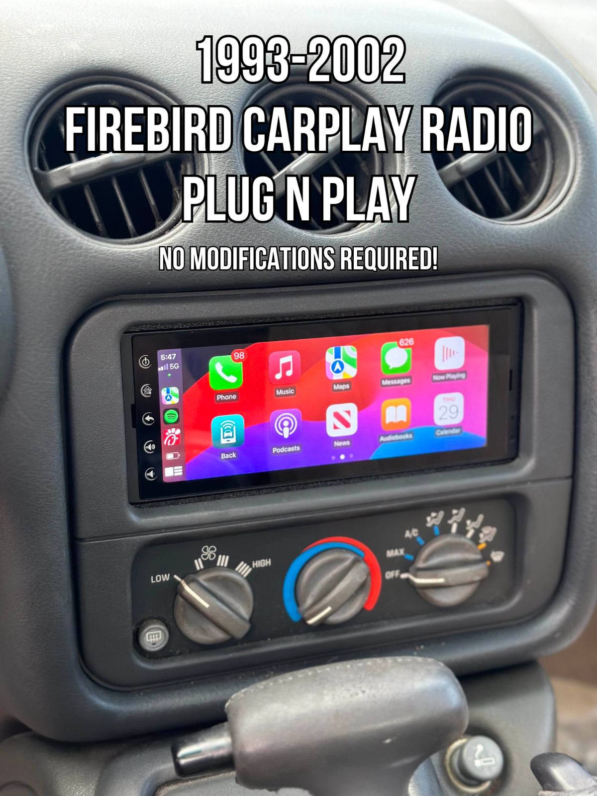 1993-2002 Pontiac Firebird 1.5" Din Car Play Radio and Adapter Kit Plug n Play