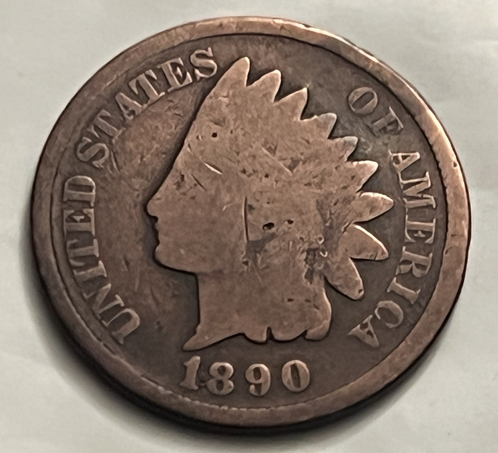 1890 Indian Head Cent Penny AG Details BN B