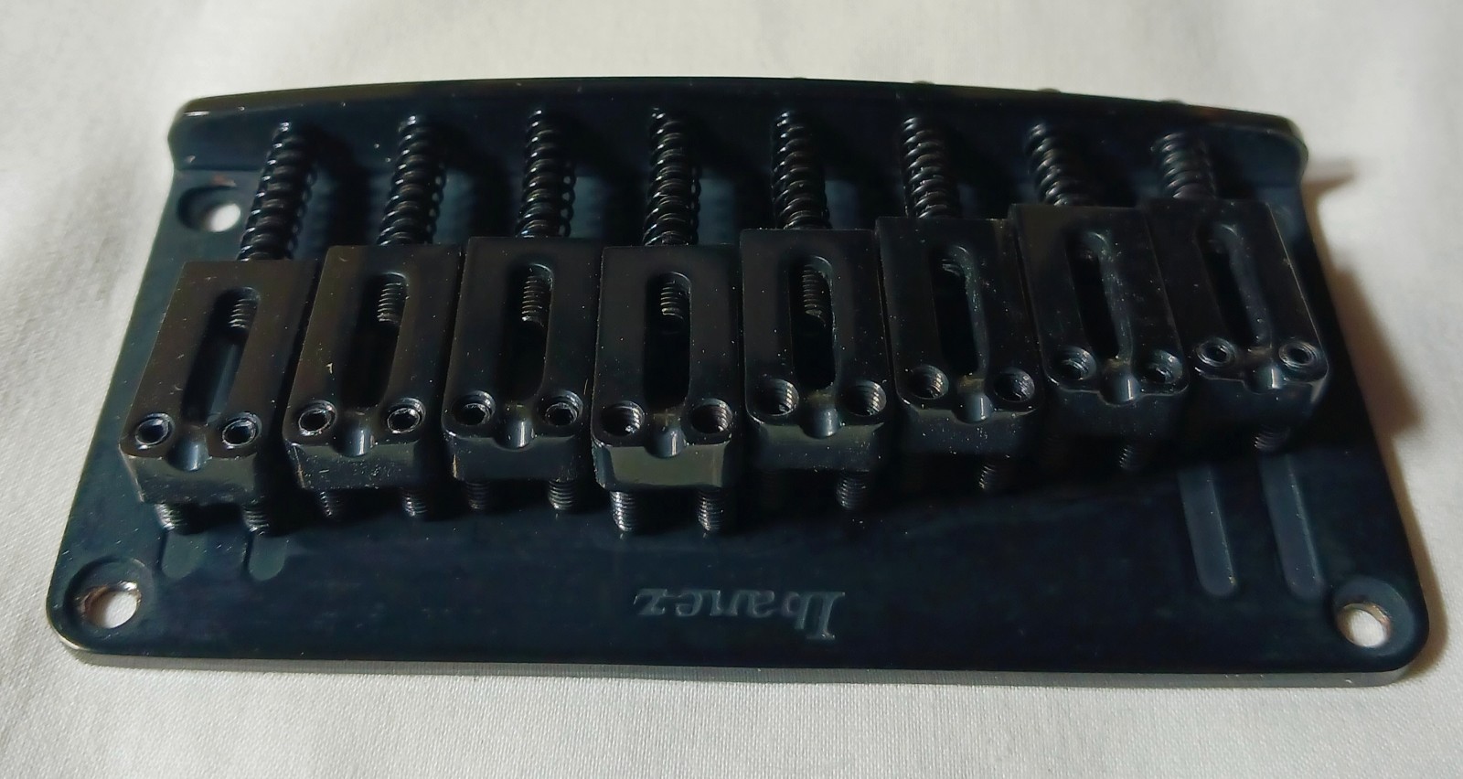 IBANEZ 8 String Black Fixed Guitar Bridge w/ screws and ferrules