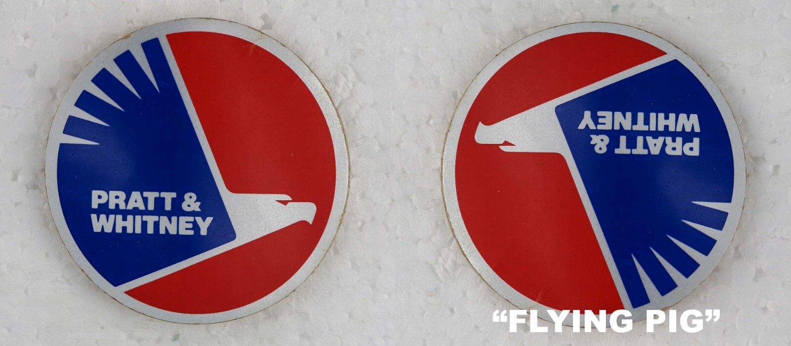 RARE 1980s Pratt & Whitney Eagle Logo 2.25 Inch Peel-N-Stick Round Sticker Label