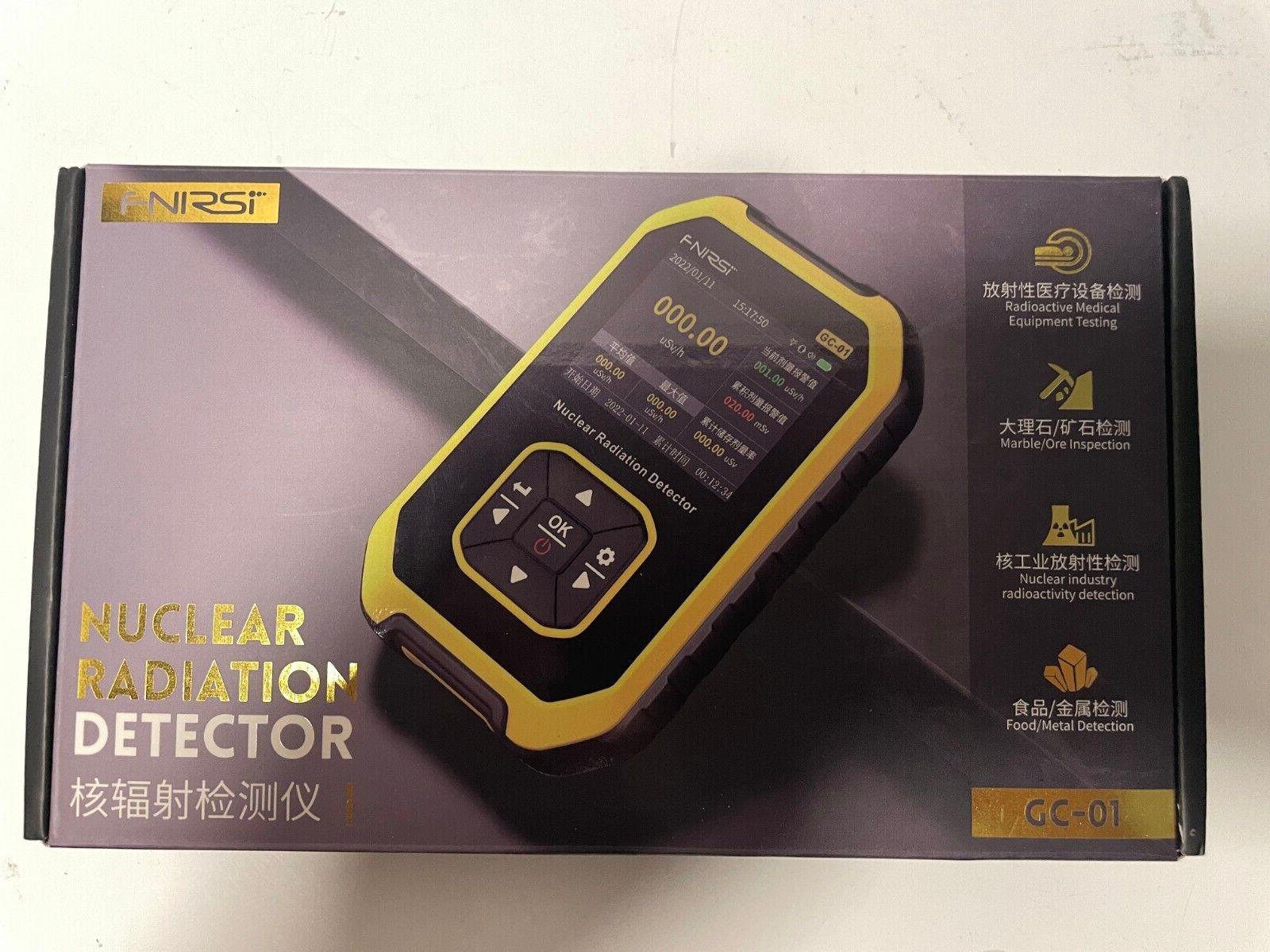 FNIRSI GC-01 Geiger Counter Nuclear Radiation x-ray y-ray Detector Dosimeter